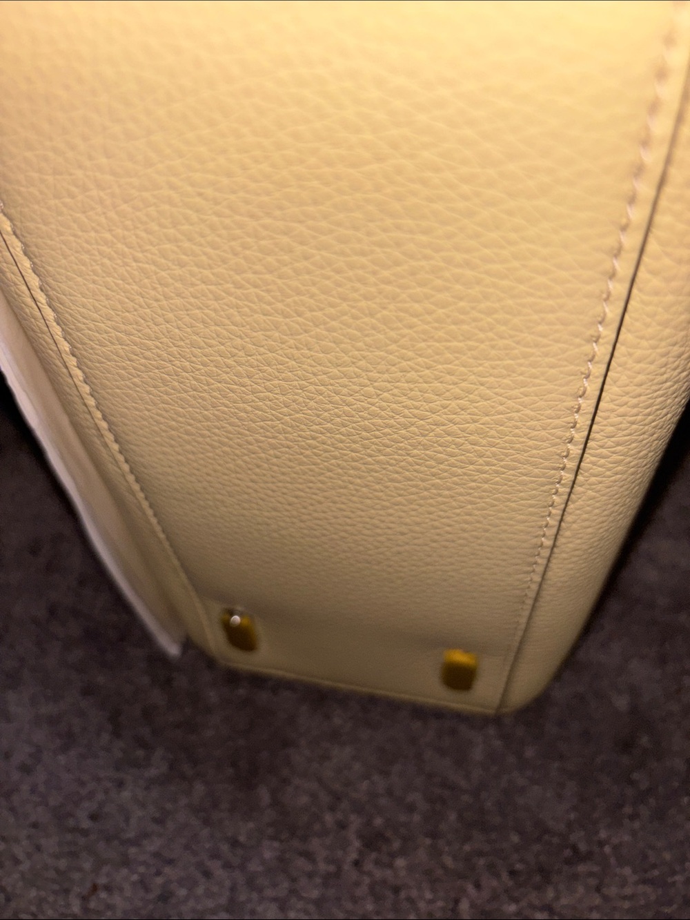 Tory Burch Lee Radzwill smPale Yellow Leather Top-Handle Satchel with Cream Trim - Picture 4 of 7